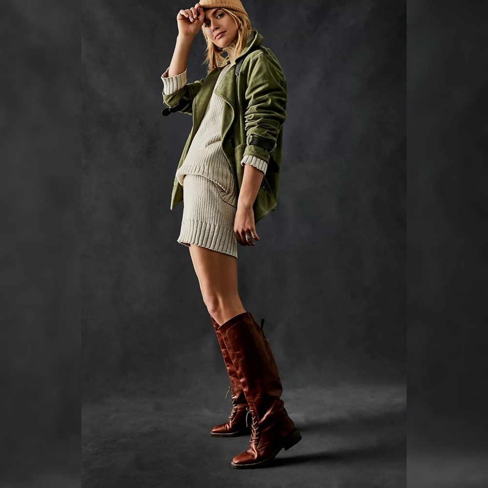 Free People We the Free Tanner Tall‎ Boots in Chicory Coffee Brown Size 37 US 7